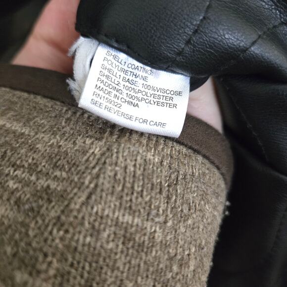 Evereve Georgetown Coat Faux Leather Long Quilted Reversible Plaid Jacket XS - Picture 15 of 16